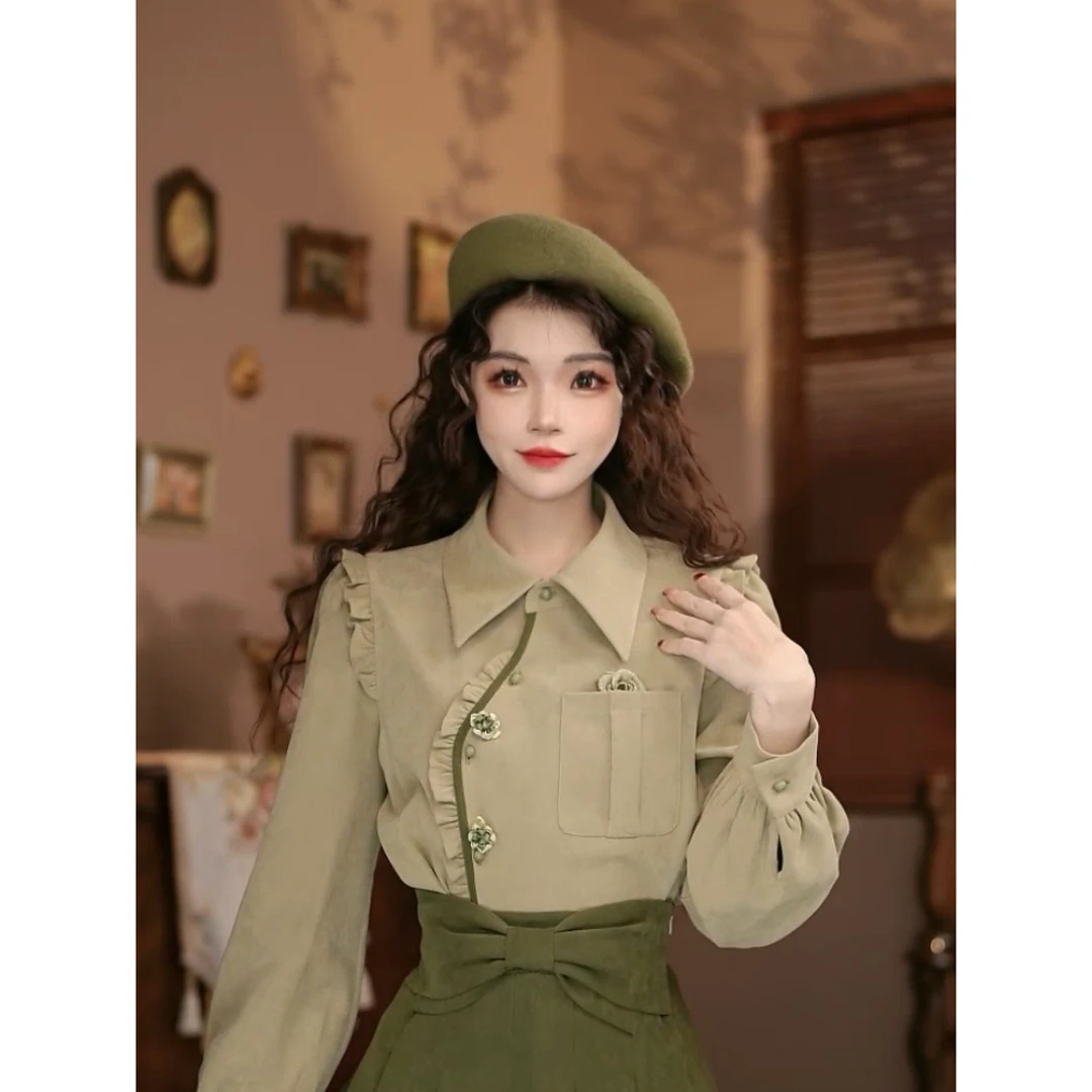 岑岑【雾尽】港味复古显瘦气质设计感上衣30143