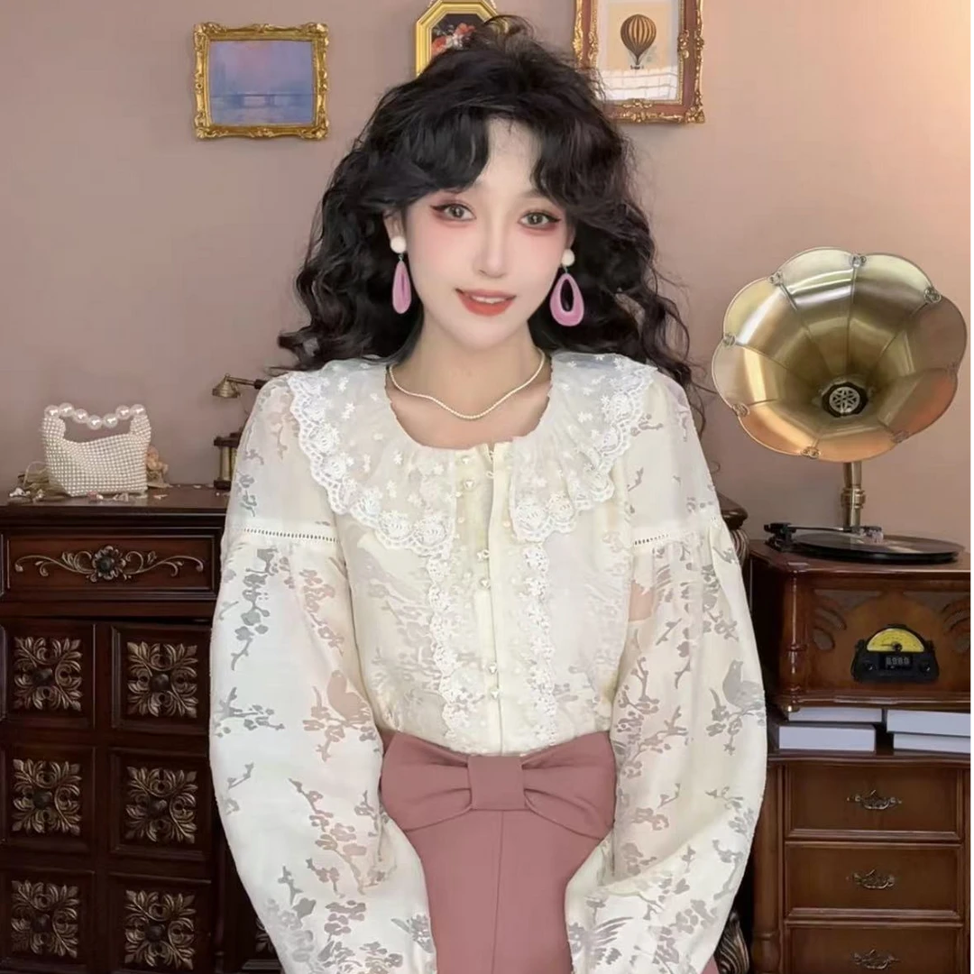 美丽【仙茶水墨】港味复古显瘦气质设计感上衣26513