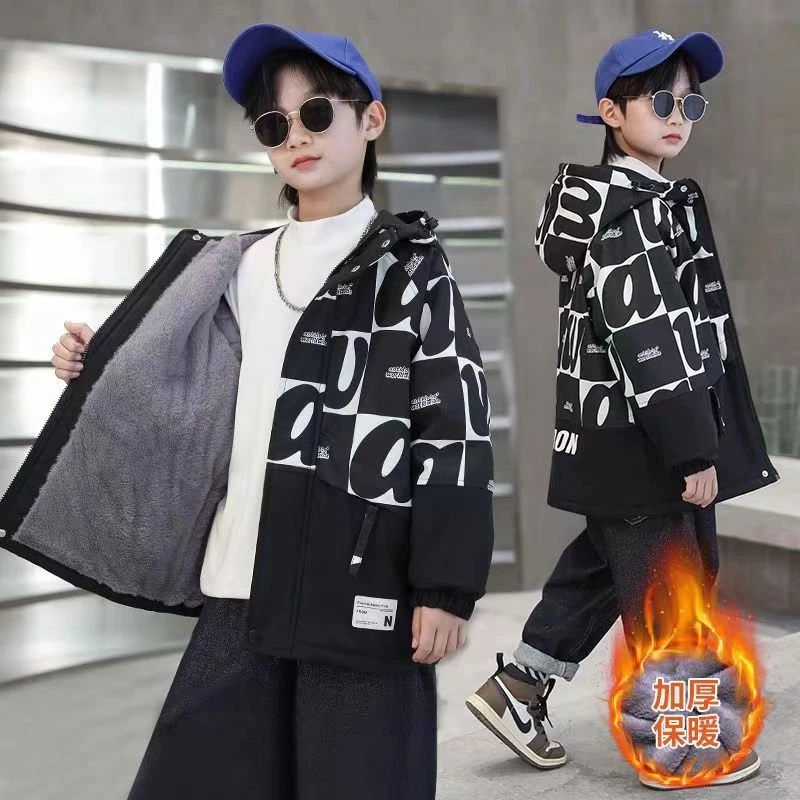 【反季清仓】儿童装男童洋气棉服秋冬季棉内胆冲锋衣中大童男孩外套