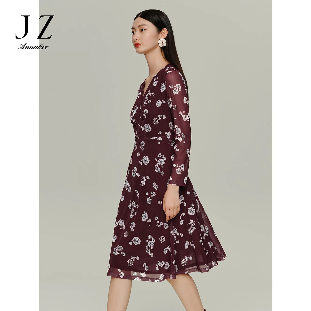 玖姿安娜蔻收腰气质优雅茶歇裙新款连衣裙JWDQ50075