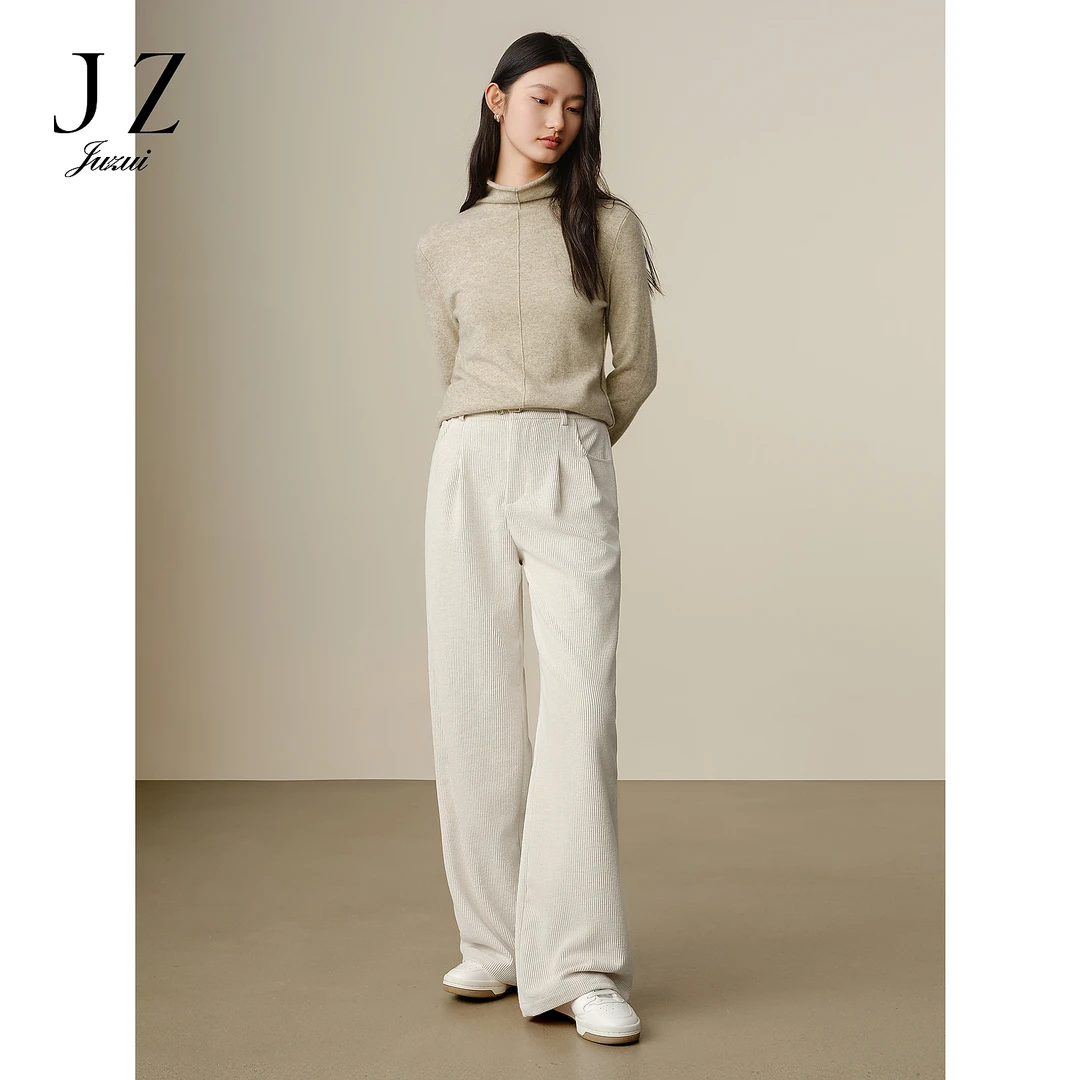 玖姿安娜蔻简约休闲静奢风雪尼尔阔腿裤裤子女24冬JTED11001