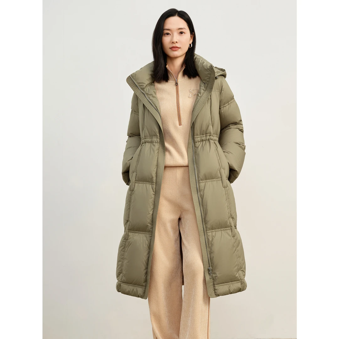 【90%白鸭绒】玖姿安娜蔻JTDD03126收腰厚实长羽绒24冬季