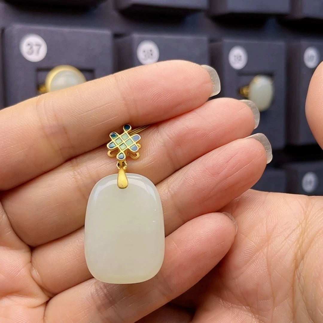 【闪购商品】和田玉戒指银S925镀金镶嵌