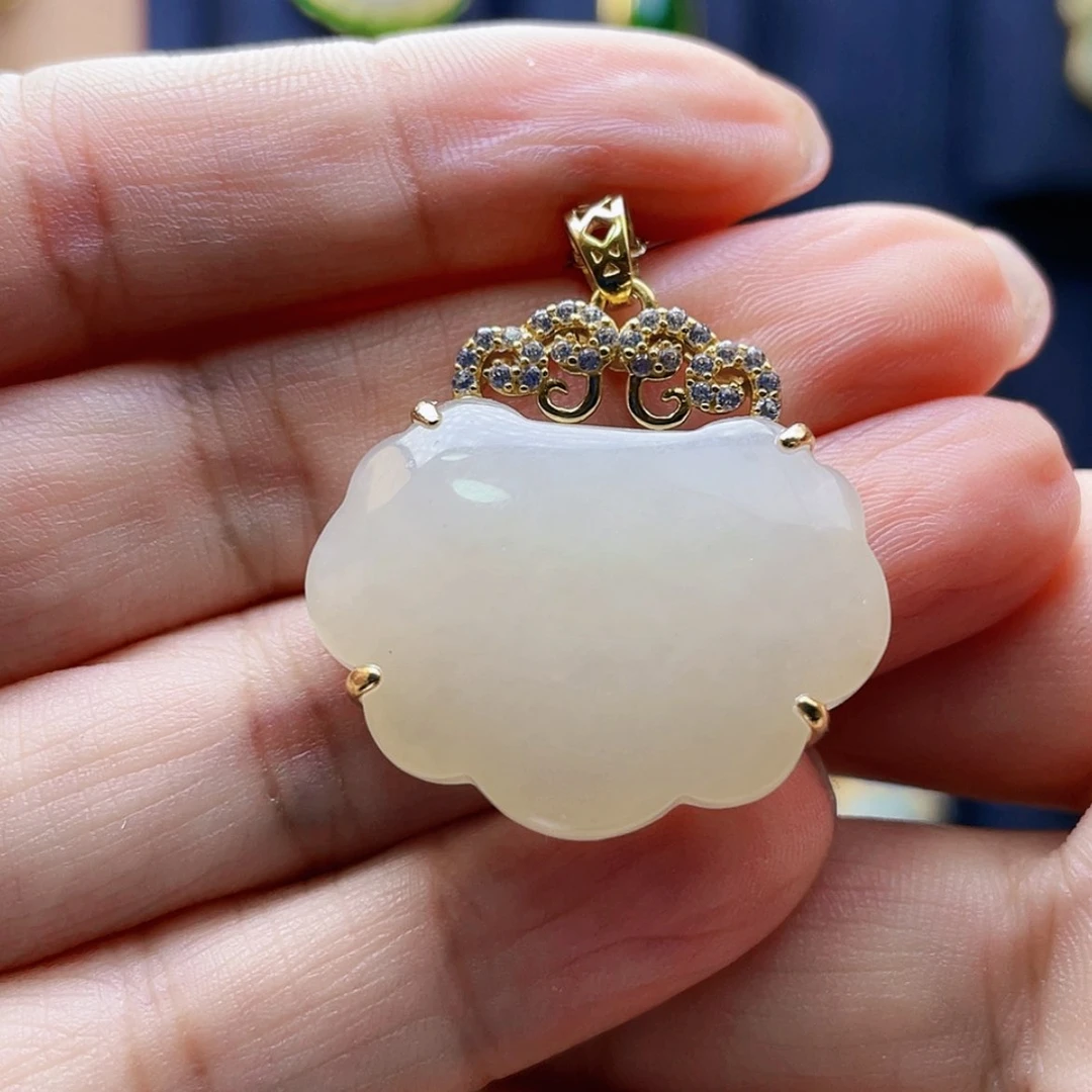 【闪购商品】和田玉吊坠(赠链)银S925镀金镶嵌