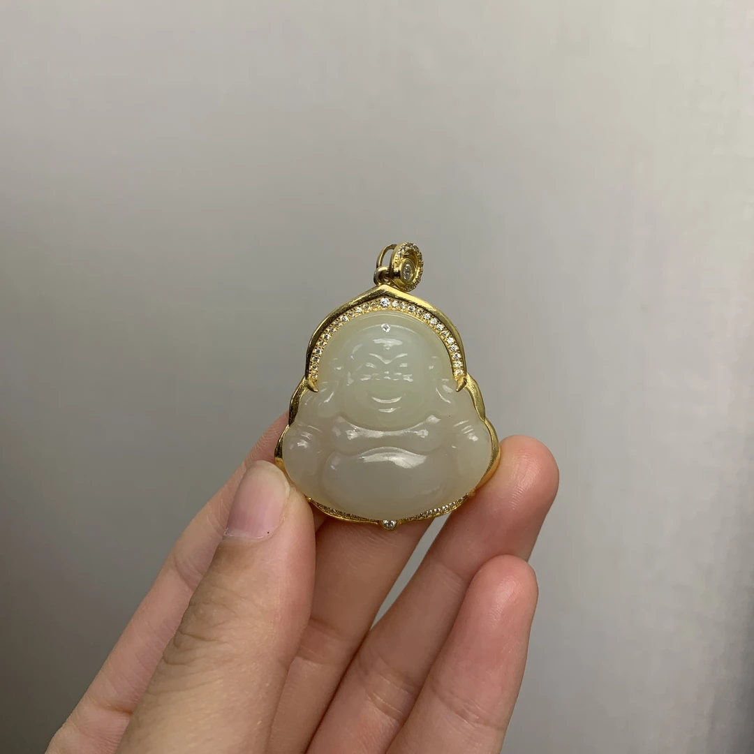 和田玉s925银镀金吊坠