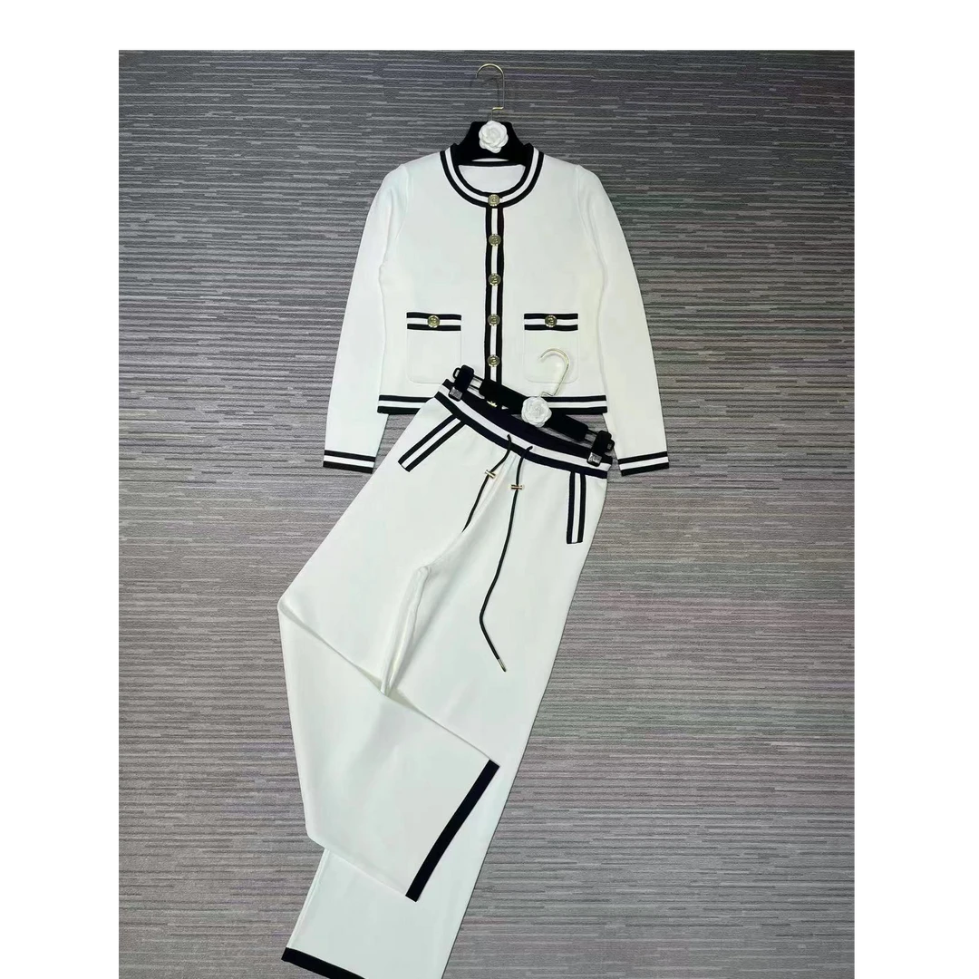 5612-5613-5615显瘦气质运动时尚针织女士休闲撞色拼接套装