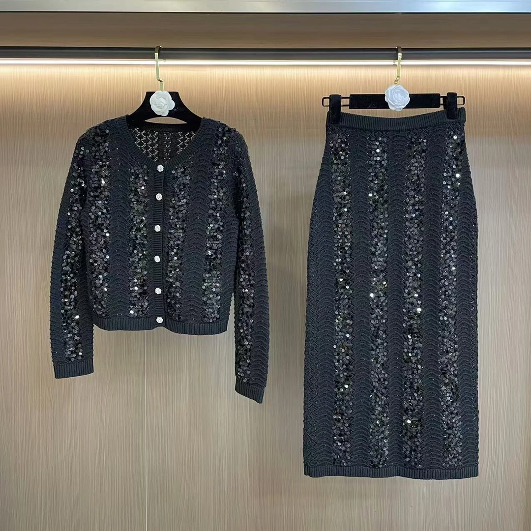 309/367/368小香风轻奢显瘦气质洋气时尚法式减龄重工休闲套装