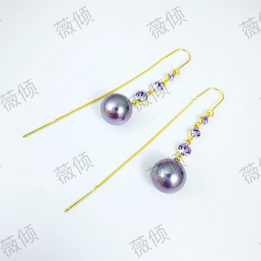 铜合金合成锆石耳饰 「紫气东来」高级感网红气质时尚轻奢百搭耳线