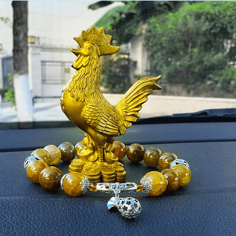 招财轻奢2025新款汽车内饰品摆件生肖鸡车载中控台装饰品男车上保