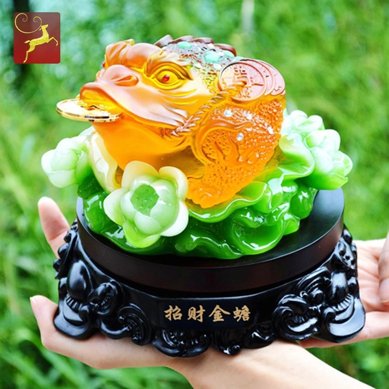 招财金蟾摆件大号三足蟾蜍聚宝金蟾店铺收银台客厅装饰品开业礼品