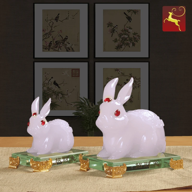 可爱生肖兔工艺品招财小兔子摆件新房创意客厅装饰品桌面摆设玉兔