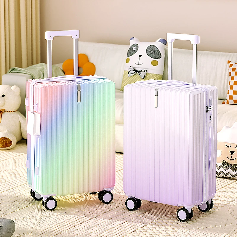 2024百搭渐变色行李箱女学生多功能可充电密码箱网红高颜值拉杆箱
