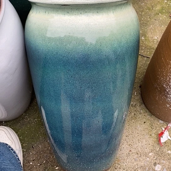 紫砂花盆口20高度41绿
