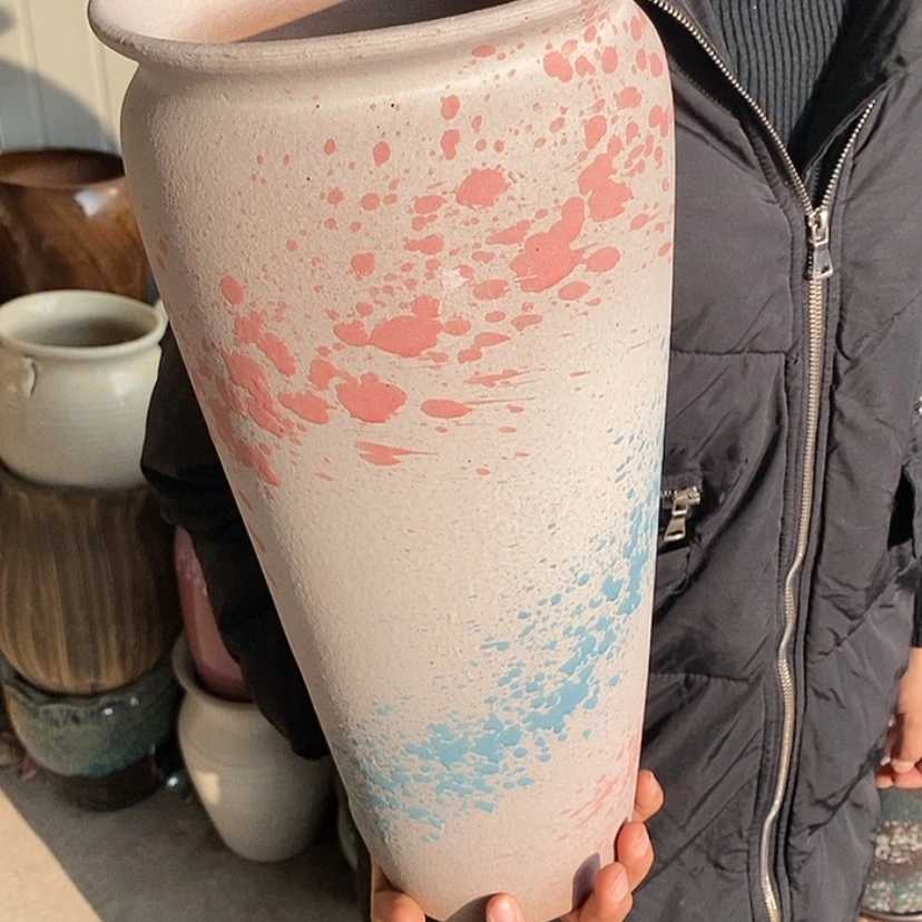 【闪购商品】紫砂花盆口17高40，白泼墨