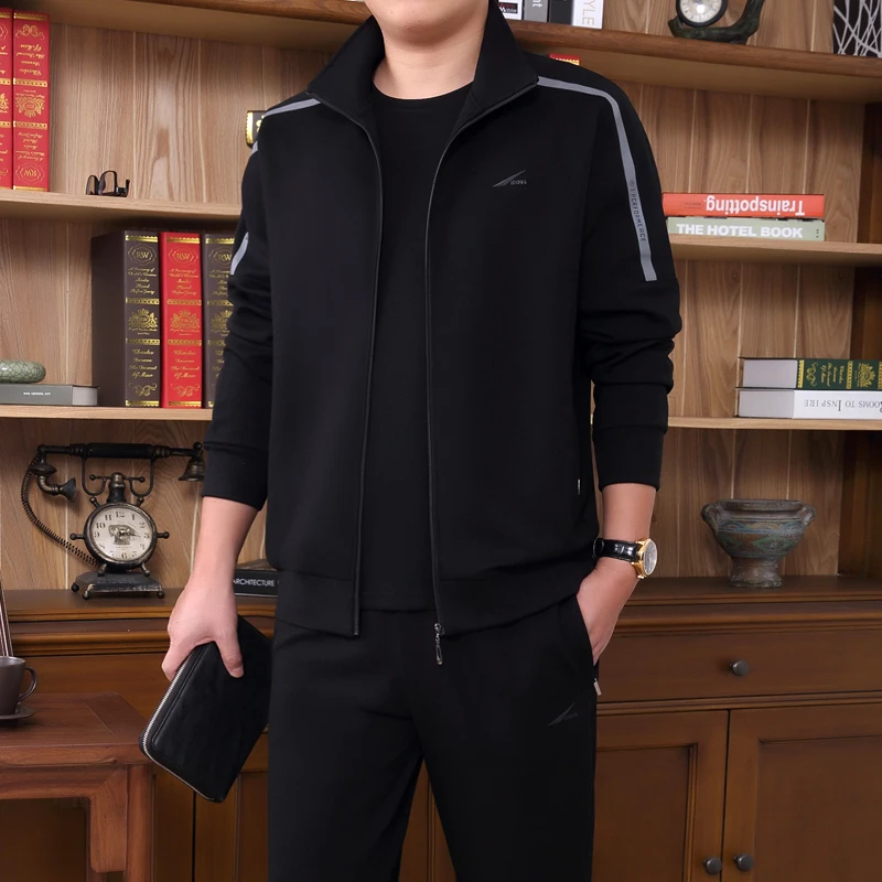 2024精品中老年运动套装春秋季男套装男士三件套宽松大码爸爸装