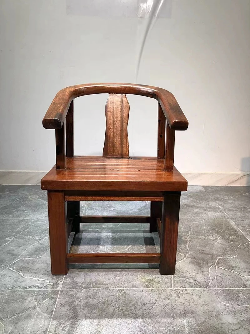 老船木圈椅复古客厅餐椅家用中式单人饭店背椅复古客厅餐椅家用