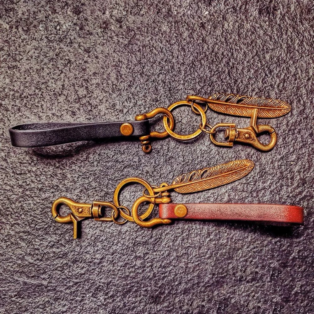 MR MOTOR阿美咔叽手工植鞣皮带钥匙扣挂钩汽车钥匙腰挂真皮男女