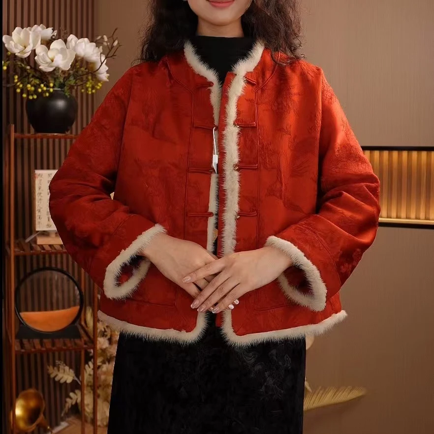 几度夕阳新中式老钱风立体提花冠乐绉加厚冬款外套2024D0716婷婷