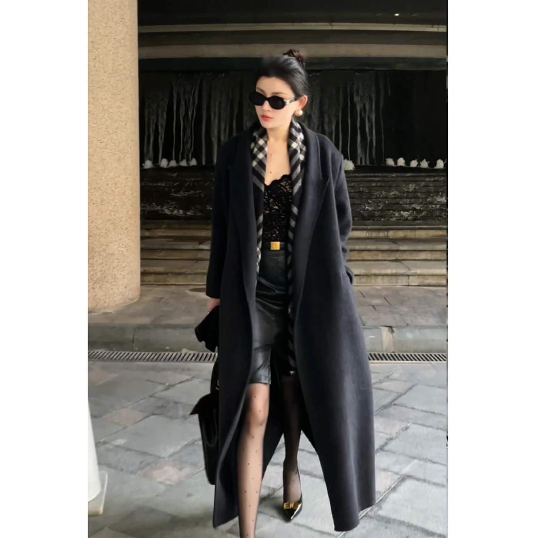 【视频】双面毛呢大衣长款宽松气质毛呢外套2024秋冬新款-24D004