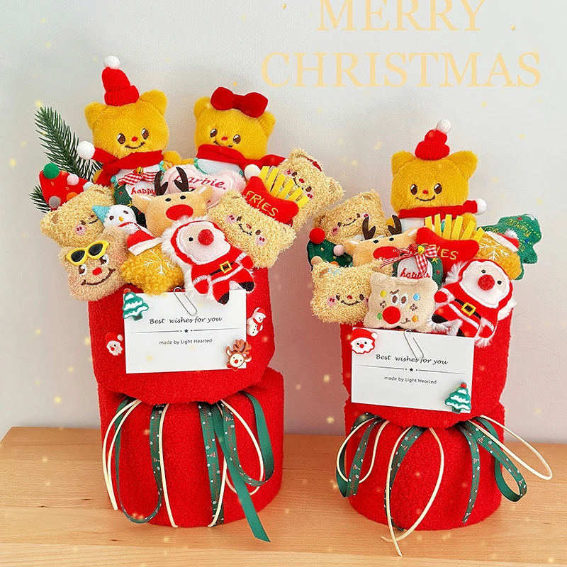 圣诞节礼品花卡通黄油小熊玩偶花束可爱毛绒公仔创意礼物生日毕业