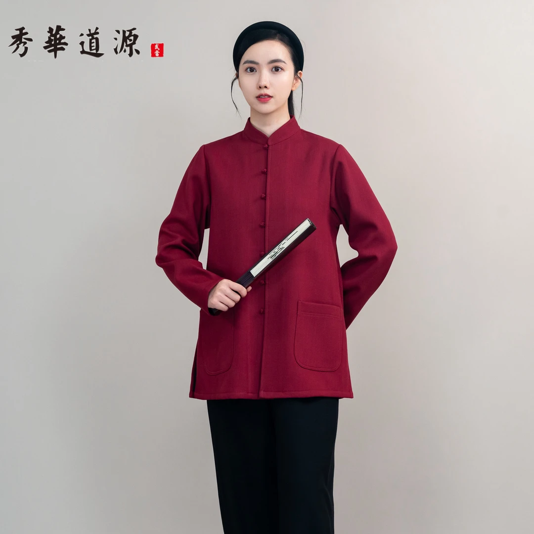 秀华道源男女同款『复合人丝羊绒』新冬款对襟太极服武术练功表演服