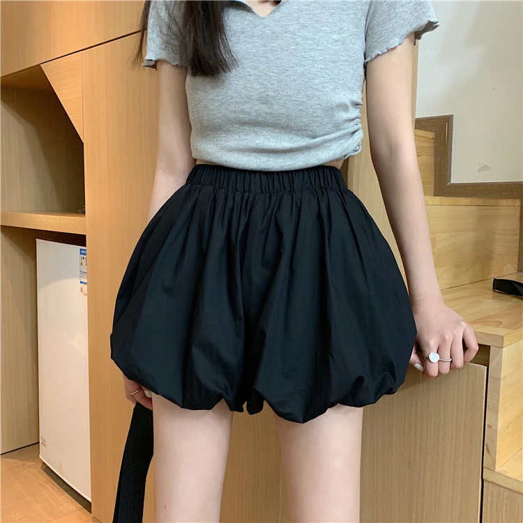 冰丝雪纺2025韩版新款百搭蓬蓬短裤女夏高腰显瘦小个子a字灯笼裤