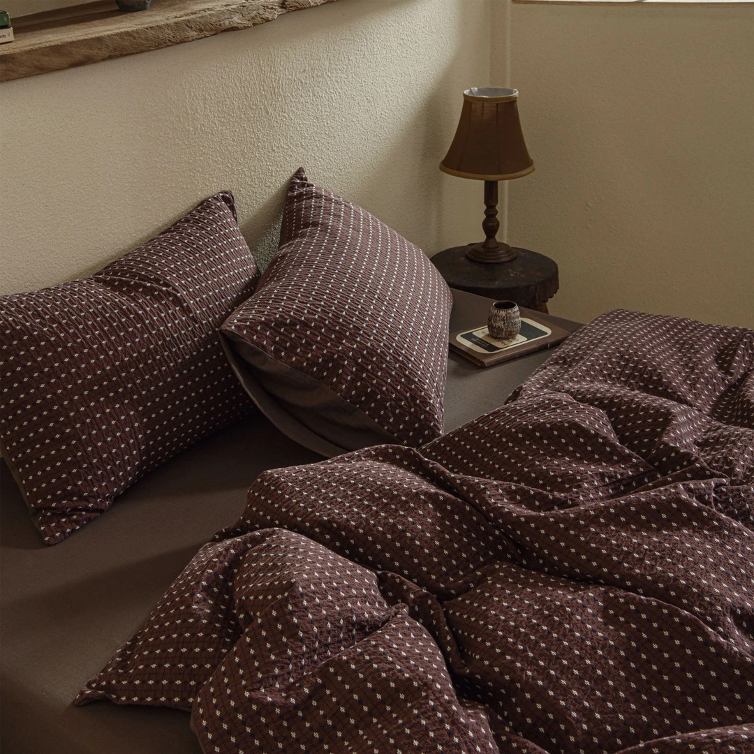 【拥抱往事-陶泥】秋冬款中古风A类全棉双层纱色织提花四件套