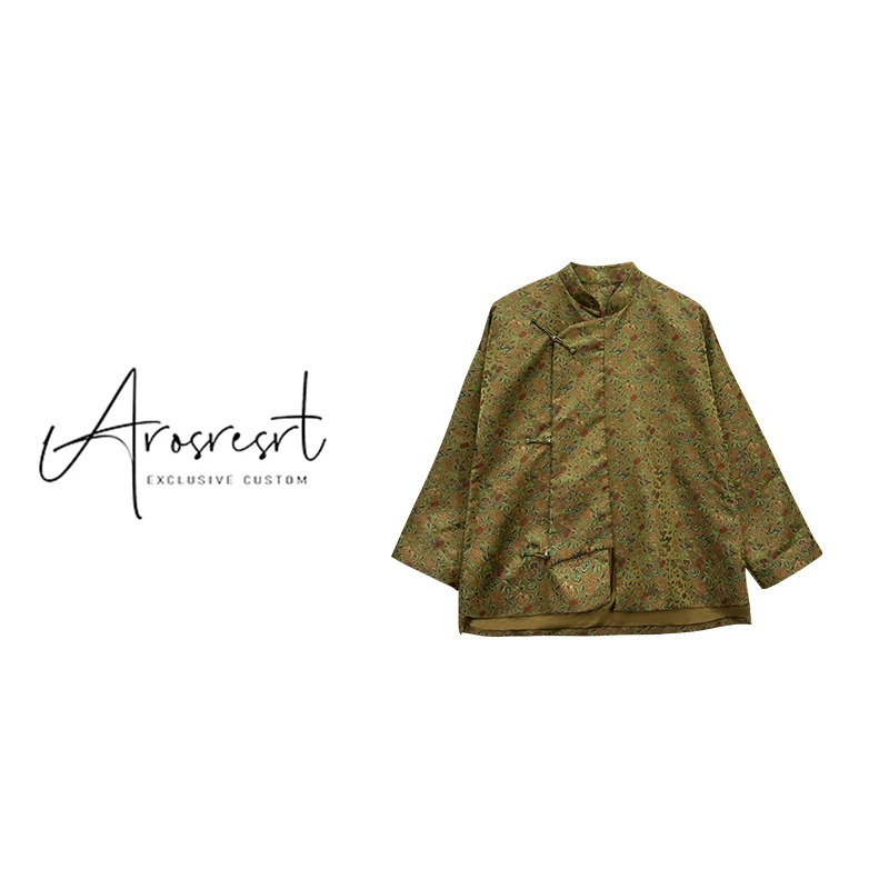 【宋锦·锦瑟】早秋新中式上衣复古斜襟宽松不规则衬衫外套D