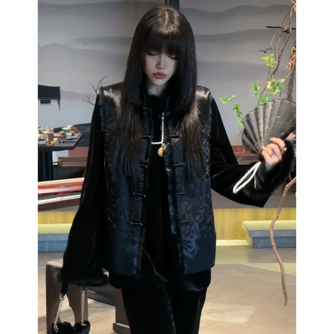 【貂毛马甲】新中式时尚宽松醋酸貂毛马甲