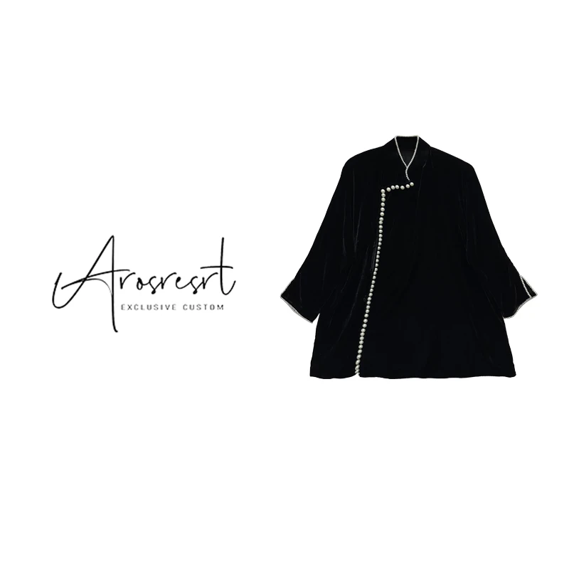【珠光宝气】黑色套装早秋新中式上衣复古中国风上衣