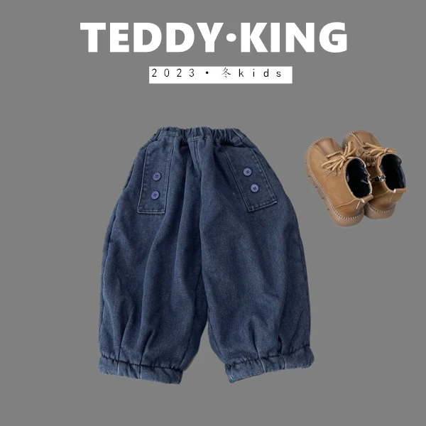 【Teddy King】2023 中小童 韩版 新款  复毛牛仔裤 X23117