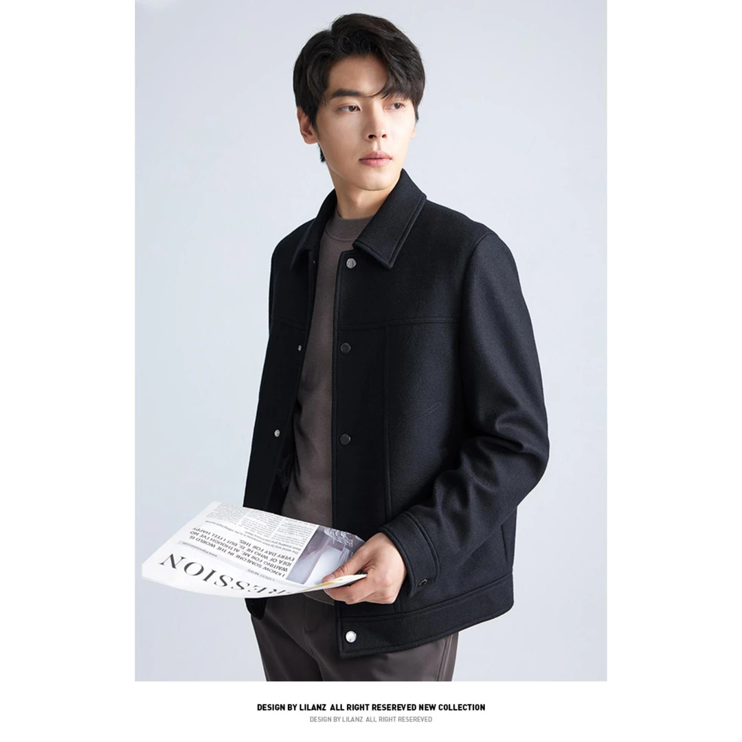 Lilanz/利郎【美丽诺羊毛】秋冬潮流复古毛呢翻领茄克 (A4DYR002)