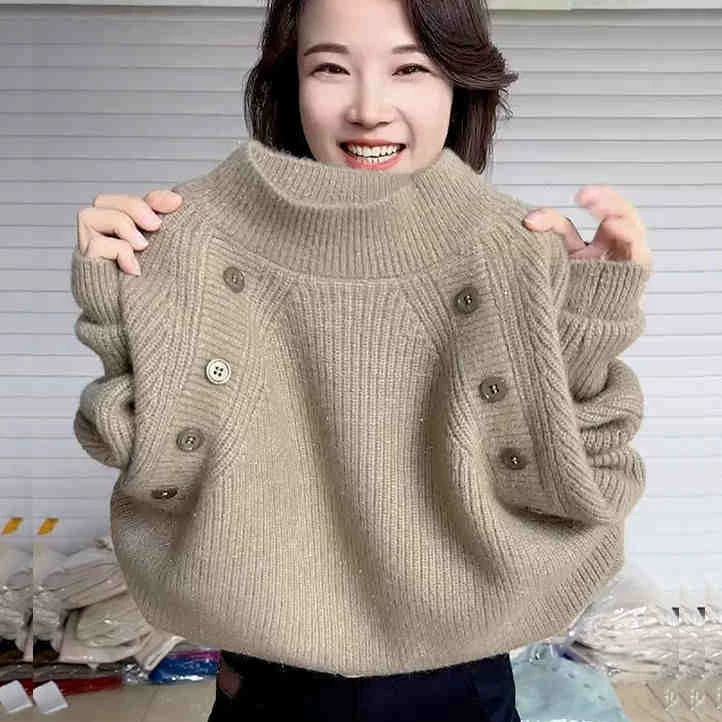 加厚保暖打底衫上衣女2024秋冬新款小众内搭圆领气质百搭针织毛衣