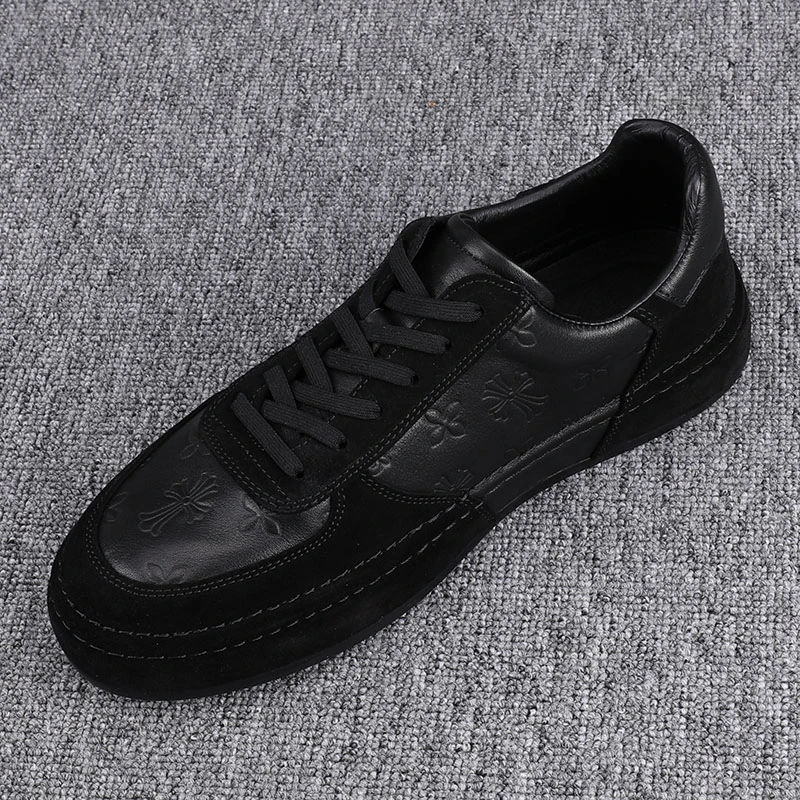 热销捡漏男鞋休闲板鞋系带百搭休闲鞋2023潮流爆款黑鞋男春秋真皮