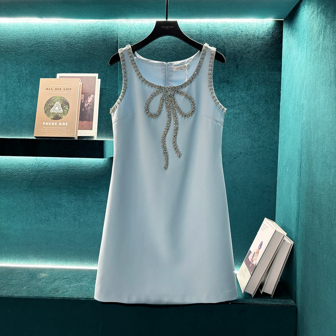 【CENFUN】158*BZ2024新款吊带气质时尚百搭蓝色连衣裙E001169