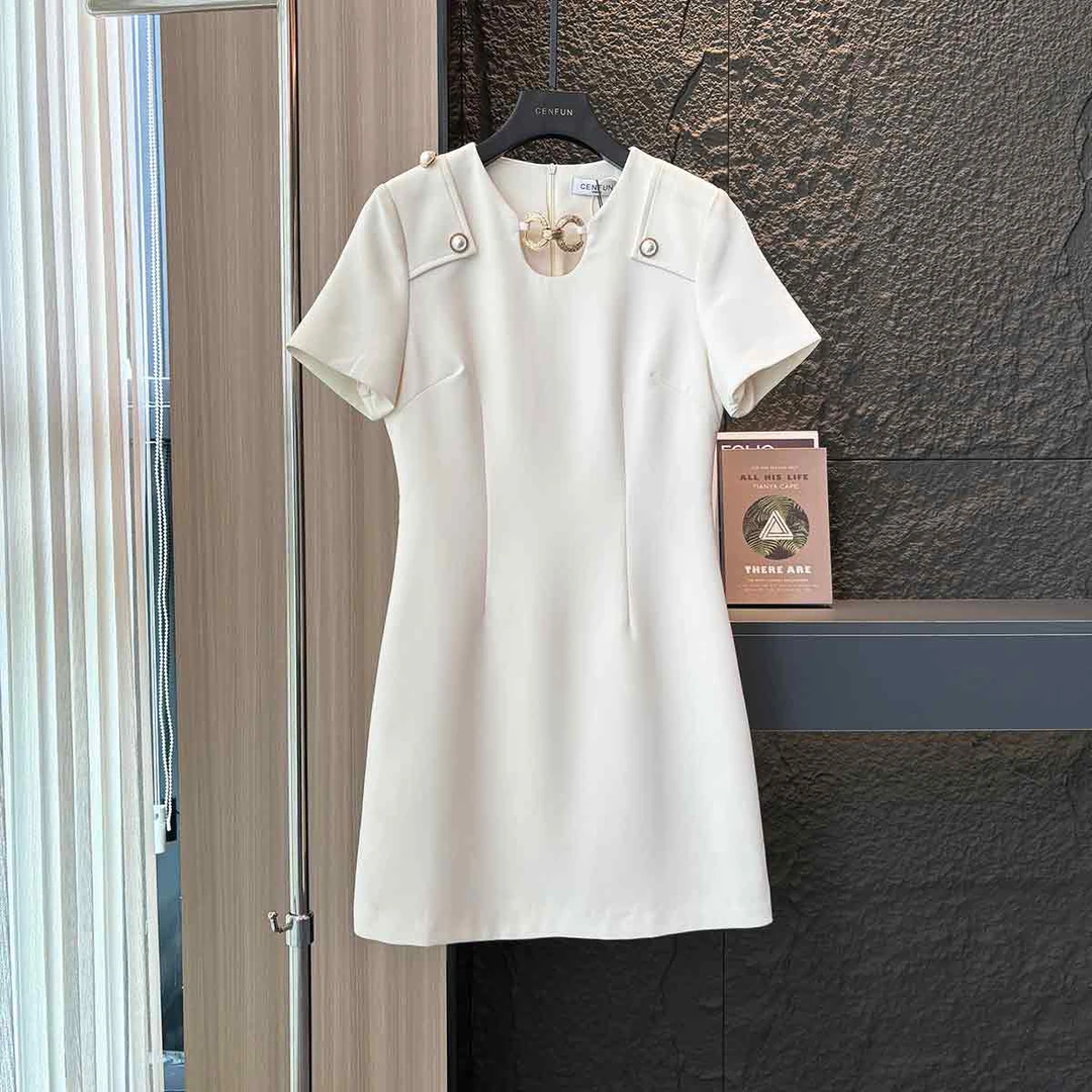 【CENFUN】*222 女装连衣裙小香风气质白色时尚百搭毛呢E021125