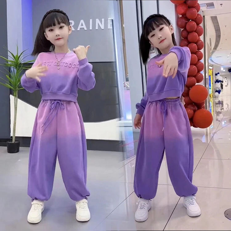 韩版渐变运动洋气秋冬装时尚套装休闲秋季好看时髦8-13岁女童爆款