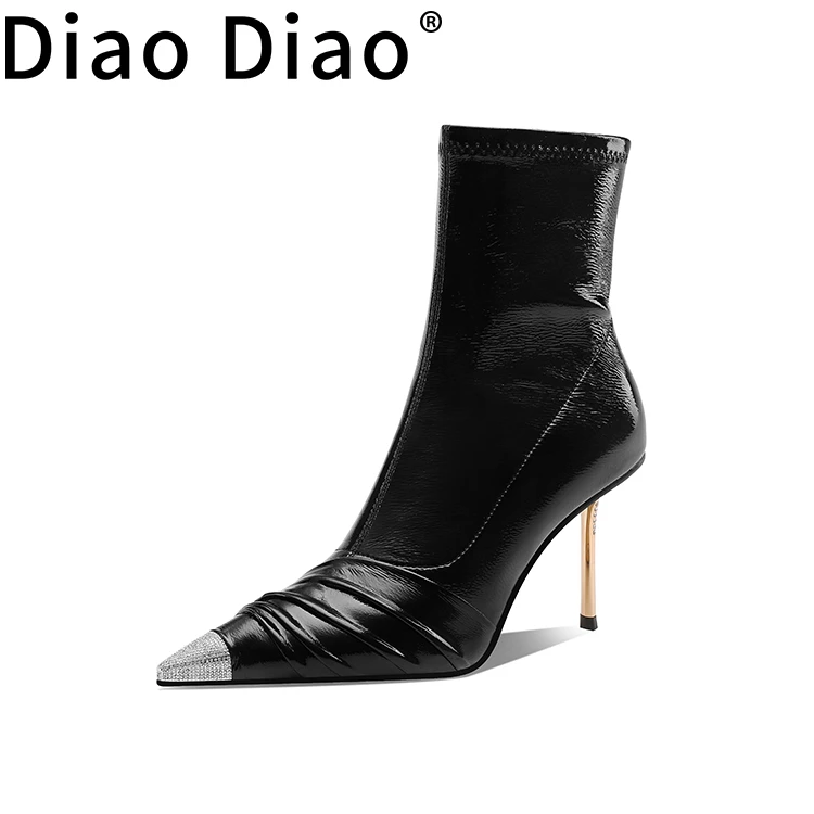diaodiao黑艳精灵2024年秋冬新款弹力靴女细高跟黑气质优雅性感