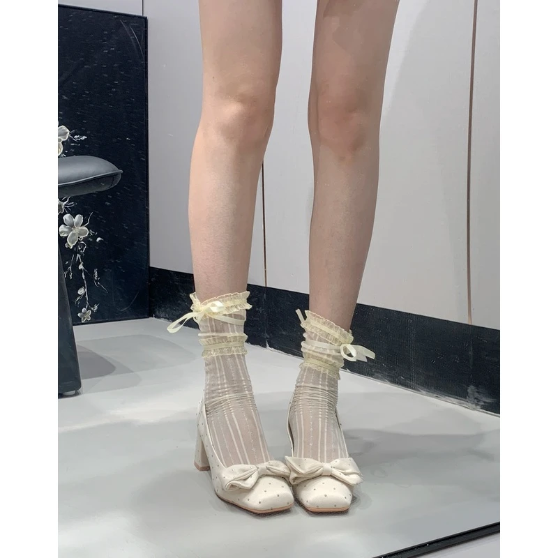 新品！温柔甜甜！蝴蝶结单鞋方头浅口平底鞋仙女平底鞋温柔舒适女鞋
