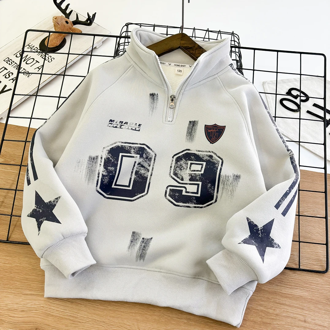 【福利款】童冬装年春冬季新款大男童装高领卫衣立领加绒冬款一体绒