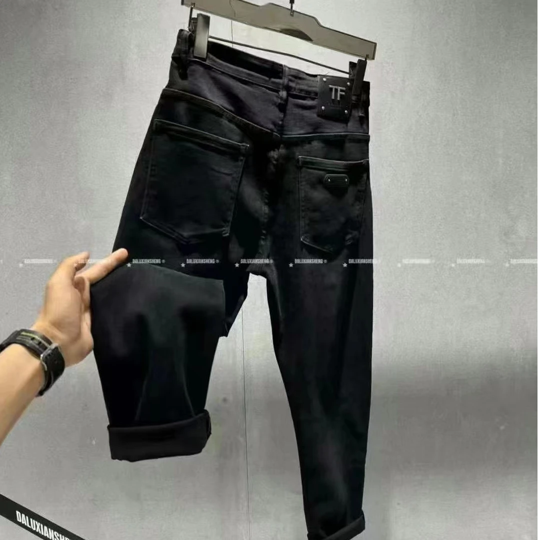 小侯+88325秋冬季新款时尚百搭潮流休闲水洗纯色净版牛仔裤