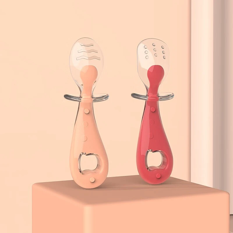 婴儿硅胶辅食勺新生儿吃饭训练勺1-3岁宝宝专用勺子家用喂饭神器