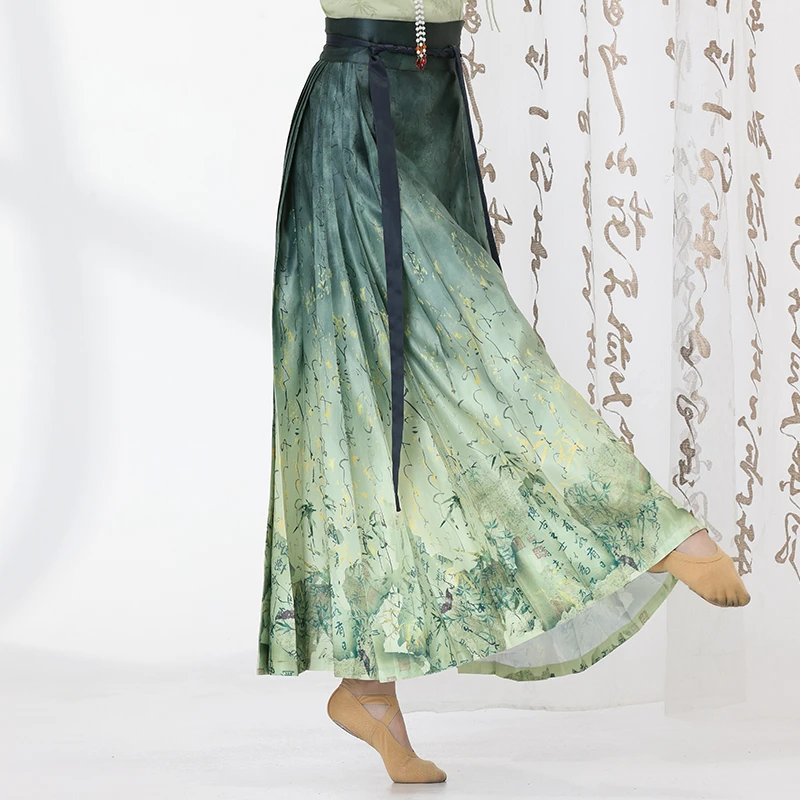 芙帛古典舞蹈服装大摆裙子表演练功服渐变色马面裙古风印花半身裙