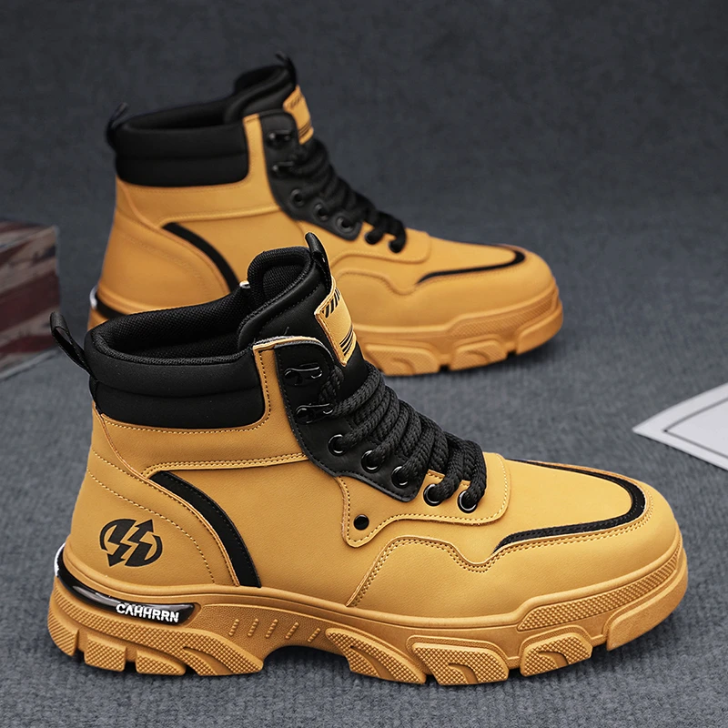 【正品】啄木鸟马丁靴男鞋冬季高帮英伦风复古美式机车皮靴户外厚底