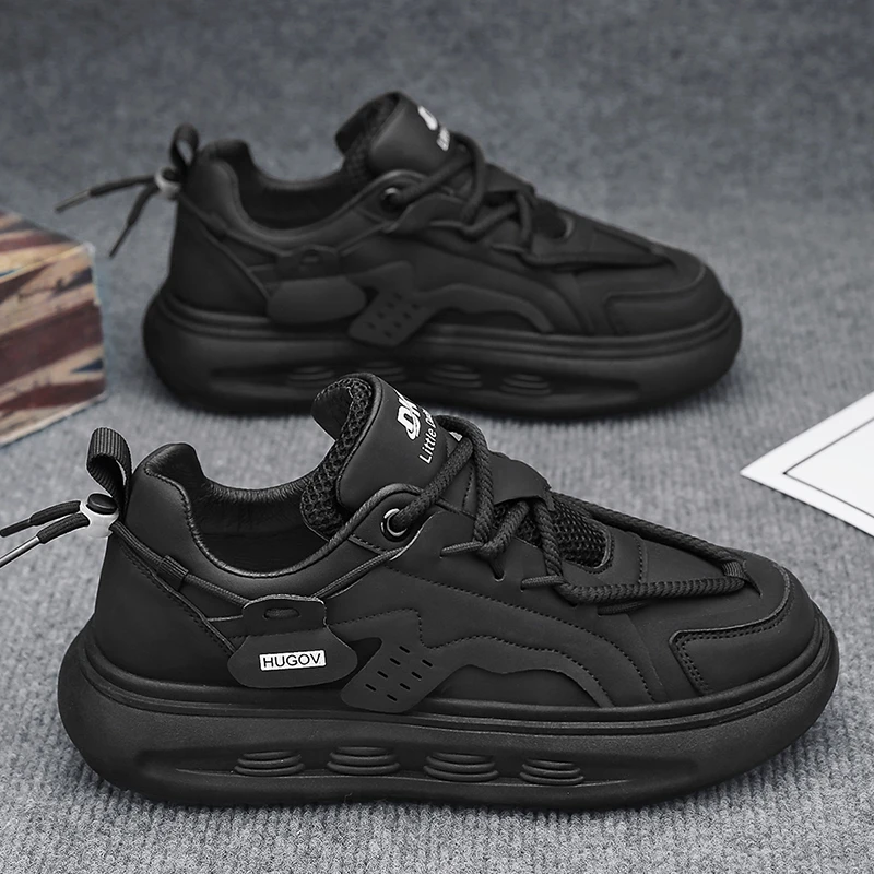 【正品】啄木鸟冬季男鞋2023新款休闲运动鞋青少年潮牌皮面厚底增高