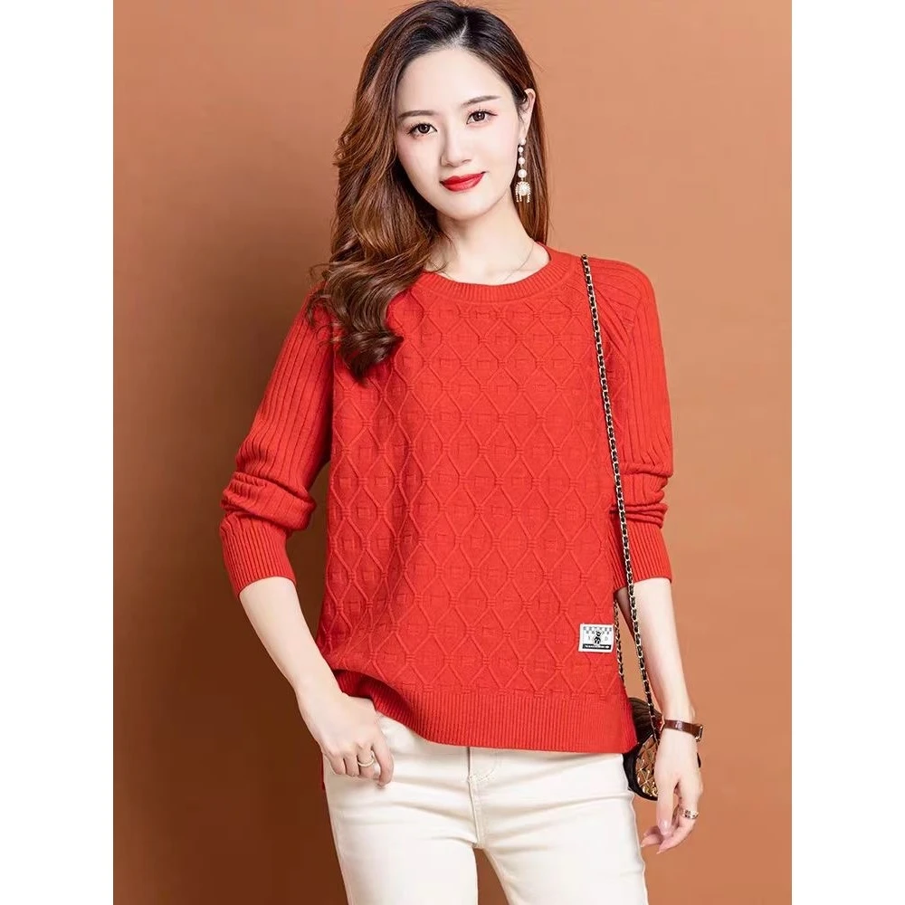 6846 圆领打底女士秋冬新款春秋爆款宽松洋气针织上衣短款毛衣