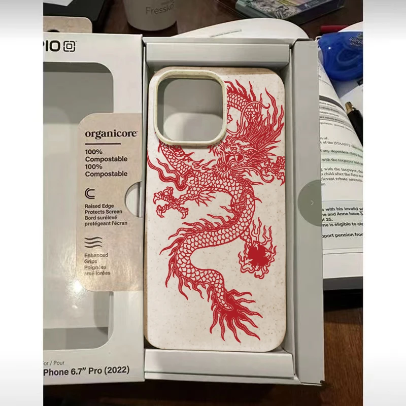 中国龙适用iphone14promax苹果15手机壳13小麦软创意个性小众简约