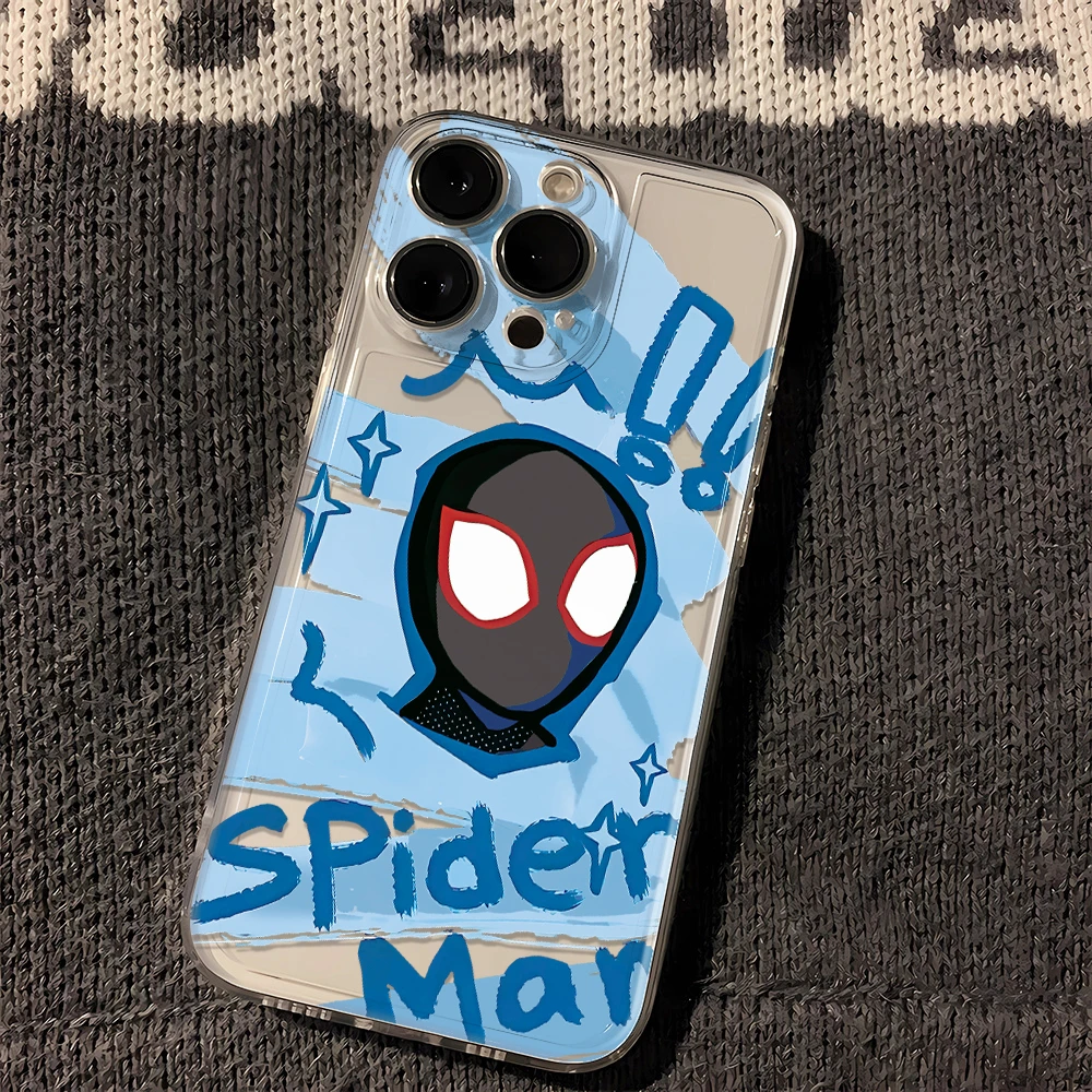 涂鸦蜘蛛侠苹果15手机壳14iPhone13pro/8SE软7plus/xsmax/12/6s潮