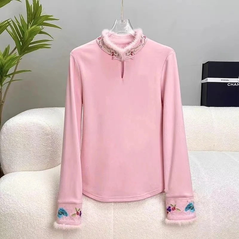 时尚网红新款新中式国风百搭遮肉气质长袖上衣打底衫内搭半高领