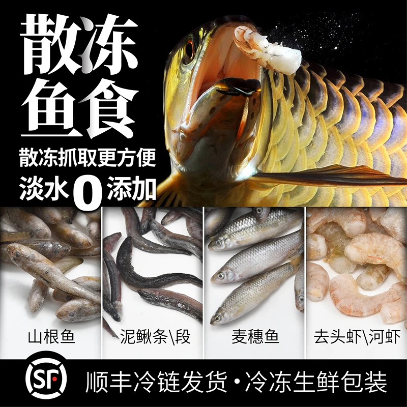 散冻河虾麦穗速冻龙虎鱼粮魟鱼食罗汉冷冻鱼食大型鱼原浆冷冻野生